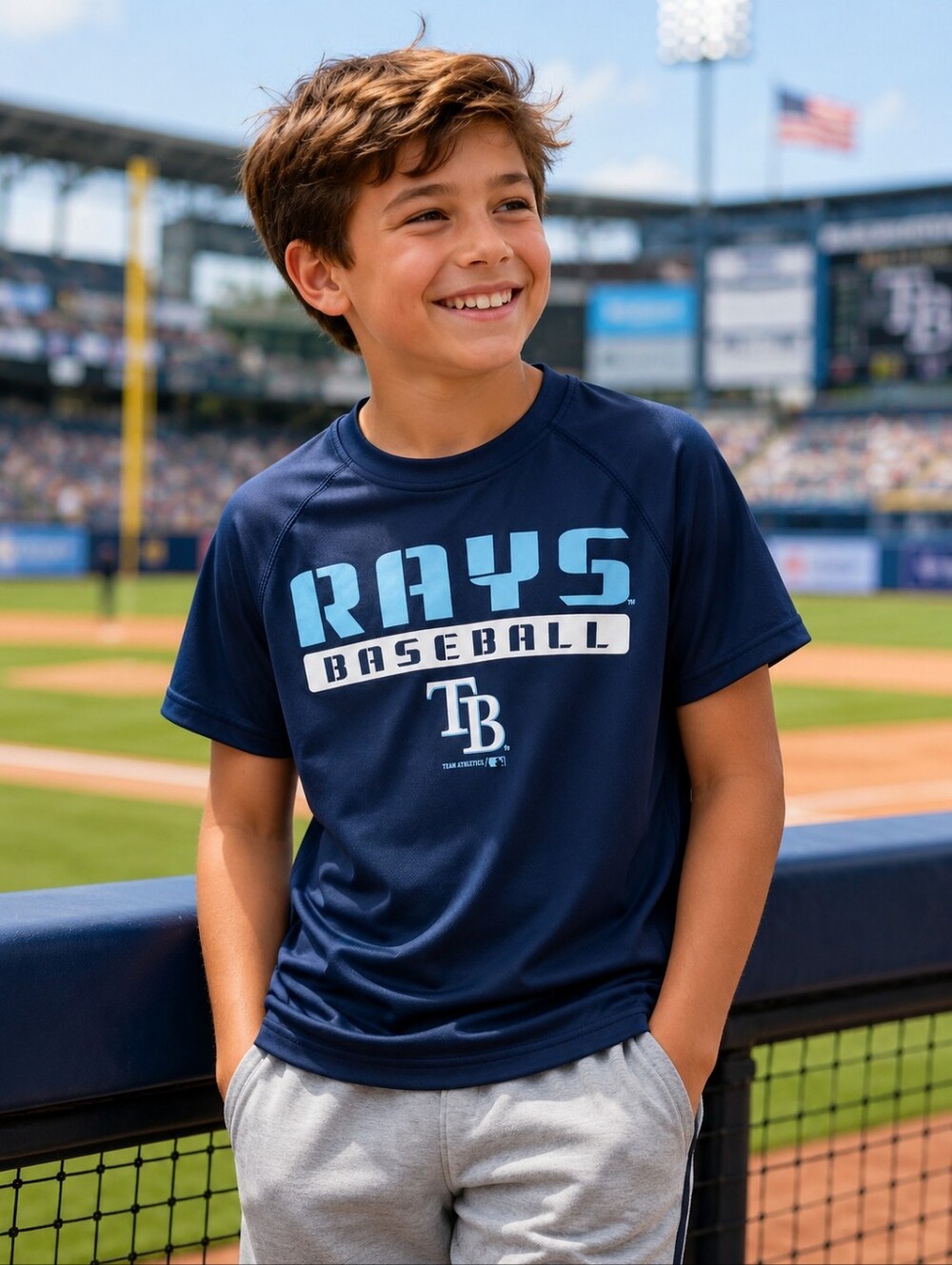 MLB Genuine Merchandise Tampa Bay Rays Youth Navy Graphic Tee